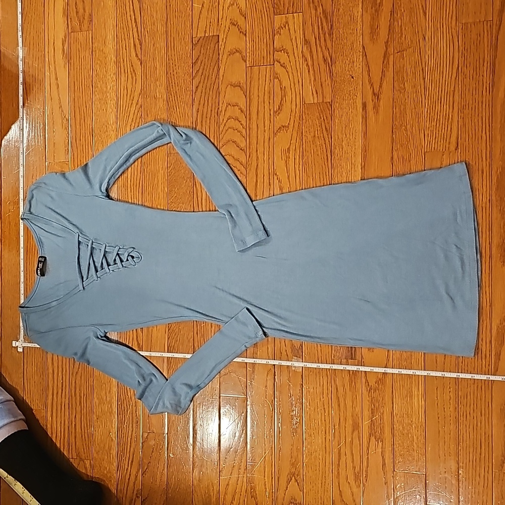 Fitted cotton ribbed long sleeve dress